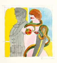 Richard Lindner, The Snake, 1971, Farblithographie, 21,5 x 21 cm, Sammlung Hertha Drescher und Gunter Ruckdäschel
