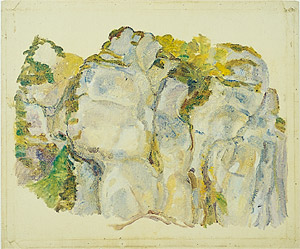 Georg Tappert, Felsstudie, 1926-33, Öl auf Strukturpapier, Maße: 50 x 50 cm; © VG Bild-Kunst Bonn