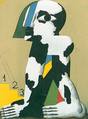 Horst Antes, Schwarz-weiß-gefleckte Figur, 1970, Farblithographie, 105,5 x 70 cm; © VG-Bild-Kunst