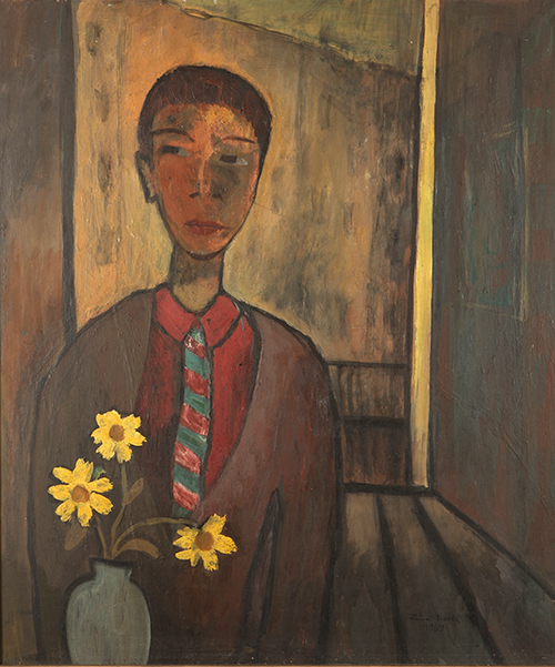 Hanna Barth, Der Einsame, 1959, Öl auf Holz, 69,5 x 60 cm, ausgestellt 1959