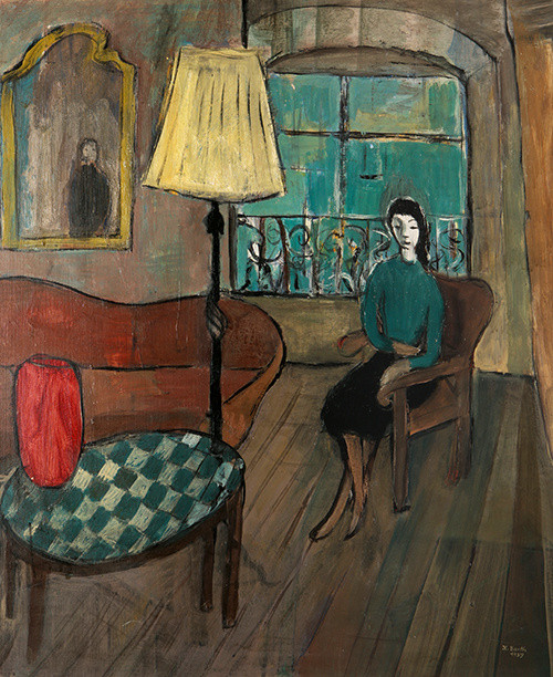 Hanna Barth, Mädchen im Sessel, 1960, Öl /Tempera, 70 x 60 cm, ausgestellt 1960