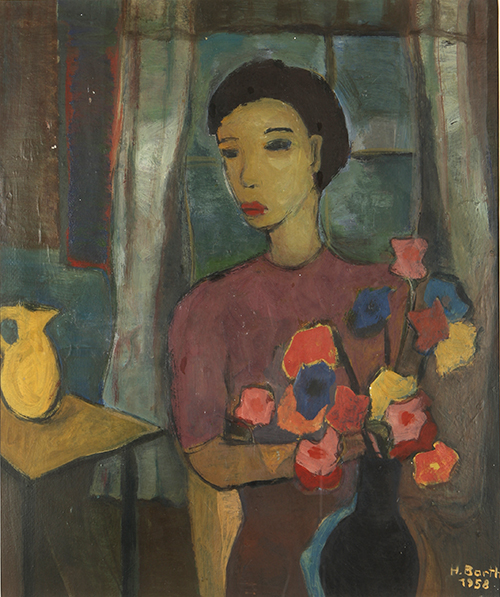 Hanna Barth, In Erwartung, 1958, Tempera, 56 x 47 cm, ausgestellt 1958