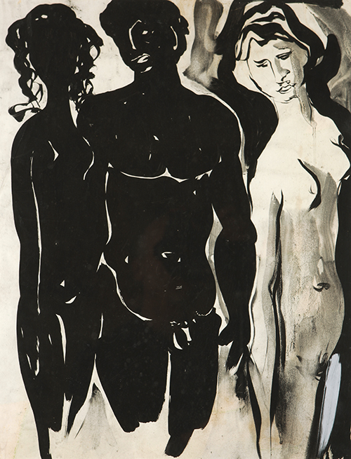 Friedrich Böhme, Fehlfarben, 1974, Pinsel/Tusche, 54 x 40,5 cm, ausgestellt 1974