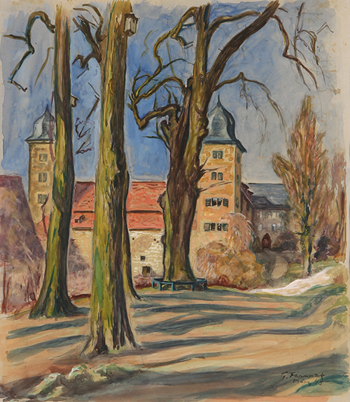 Toni Farwick, Schloss Thurnau, 1945, Aquarell, 46 x 41 cm