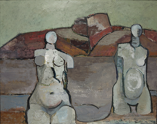 Friedrich Gröne, Zwei Figuren, 1968, Öl, 83 x 103 cm, ausgestellt 1968