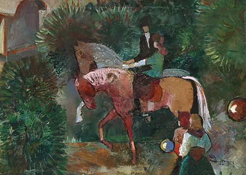 Fritz Hoffmann-Bug, Entspannung, 1954, Öl auf Holz, 13 x 18 cm, ausgestellt 1954