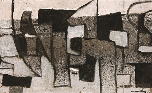 mike k. rose, ohne Titel, 1963, Öl auf Holz, 36 x 20 cm
