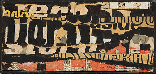 mike k. rose, composition, 1966, Collage, 12 x 25 cm, ausgestellt 1966