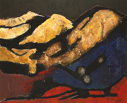 Arthur Seedorf, Dünenlandschaft Atlantik, 1969, Acryl, 68 x 80 cm, ausgestellt 1969
