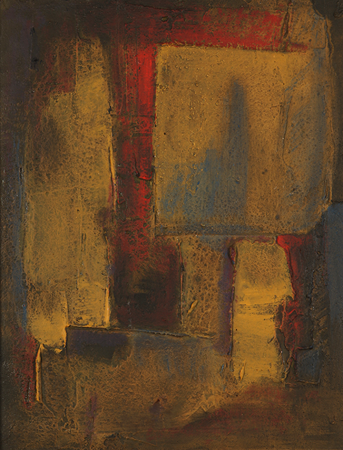 Arthur Seedorf, Kleine Komposition III–3–74, Acryl, 40,5 x 50 cm, ausgestellt 1975