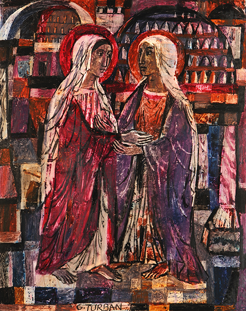 Gertrud Turban, Heimsuchung, 1960, Wachskreide, 60,5 x 48,5 cm; ausgestellt 1960